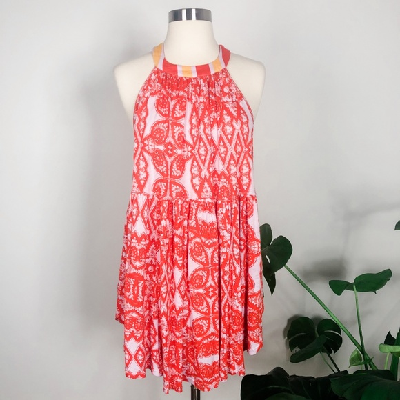 NEW Free People Mimi boho tunic orange halter tank - Picture 2 of 8